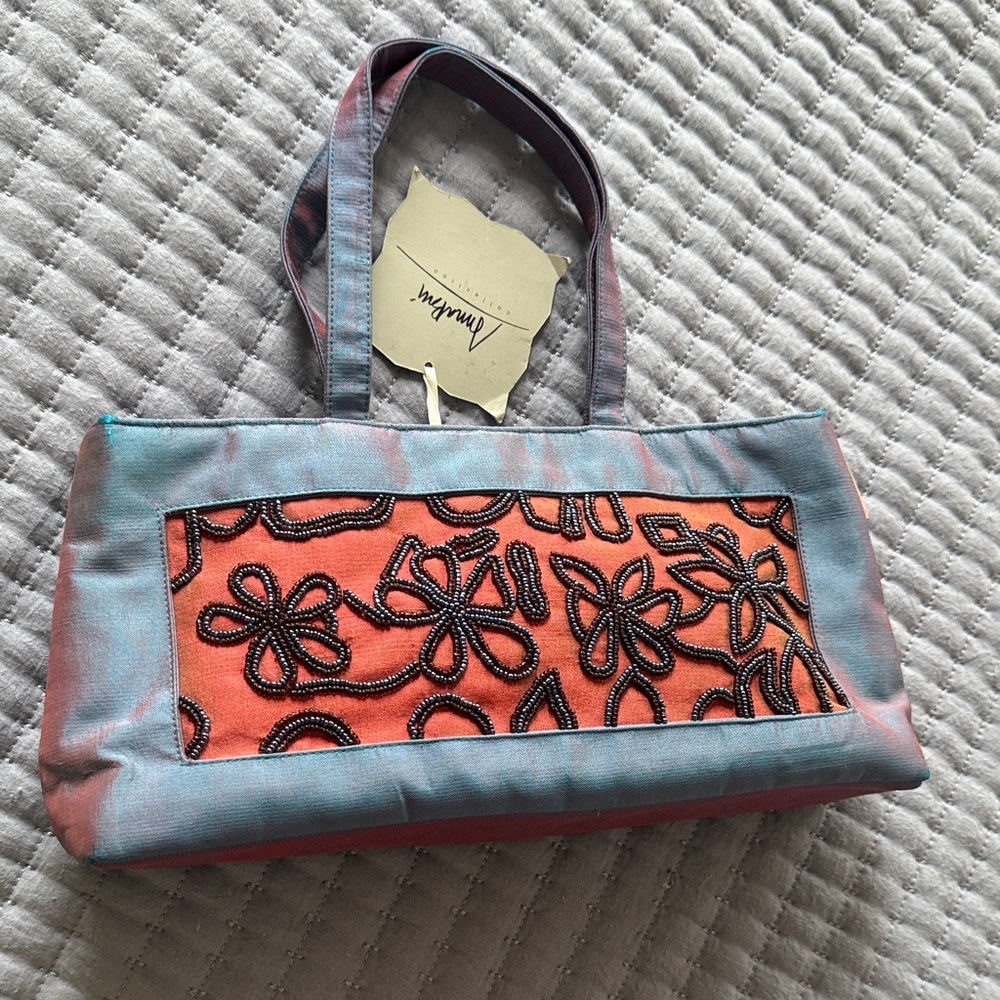 Blue and rusty. Embroidered Women's Bag